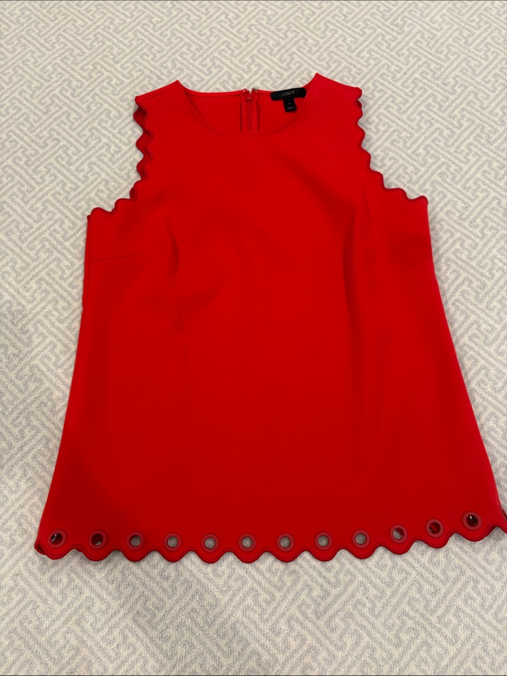 J. Crew Bright Red Scalloped Hem Top